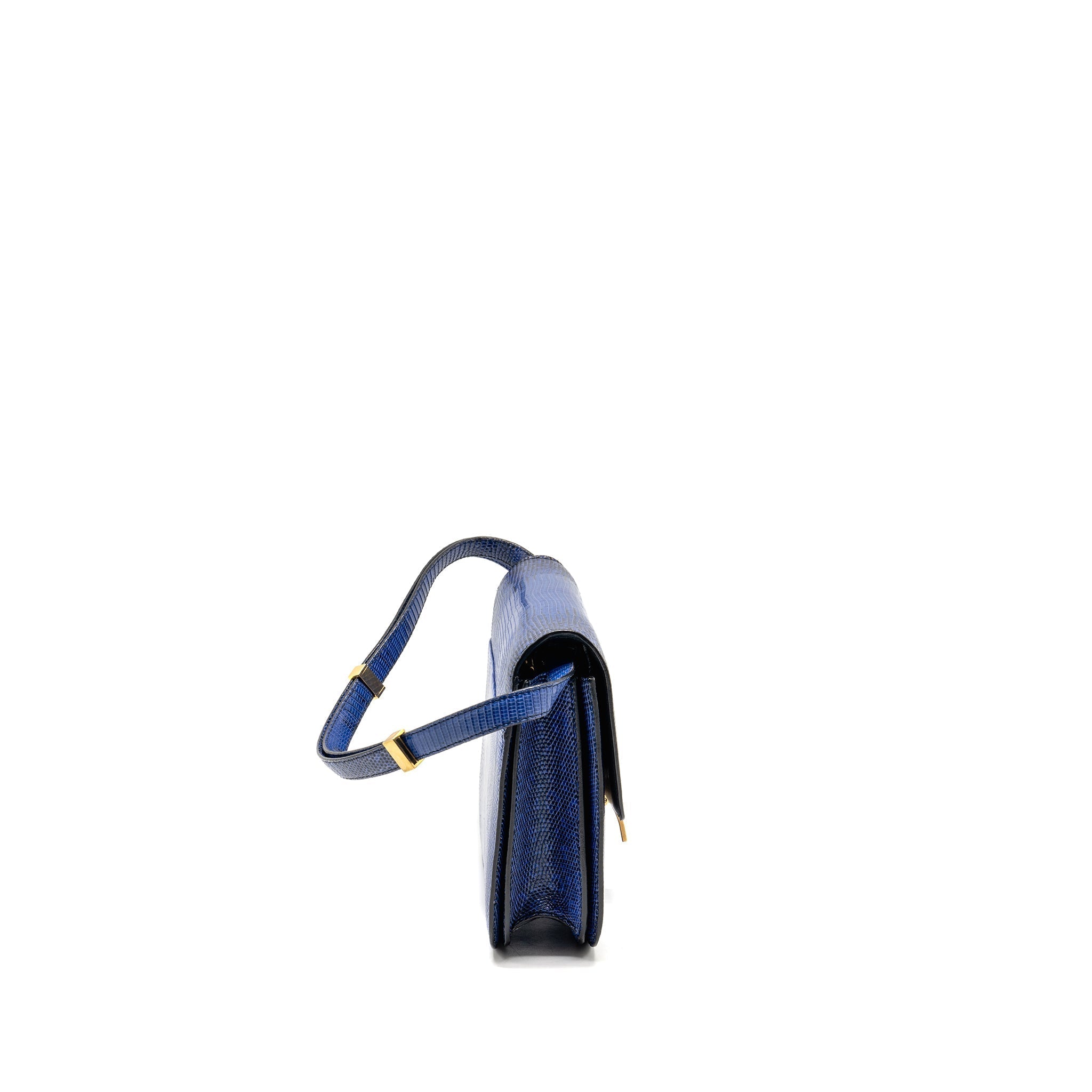 Celine Medium Classic Box Bag Lizard Blue GHW