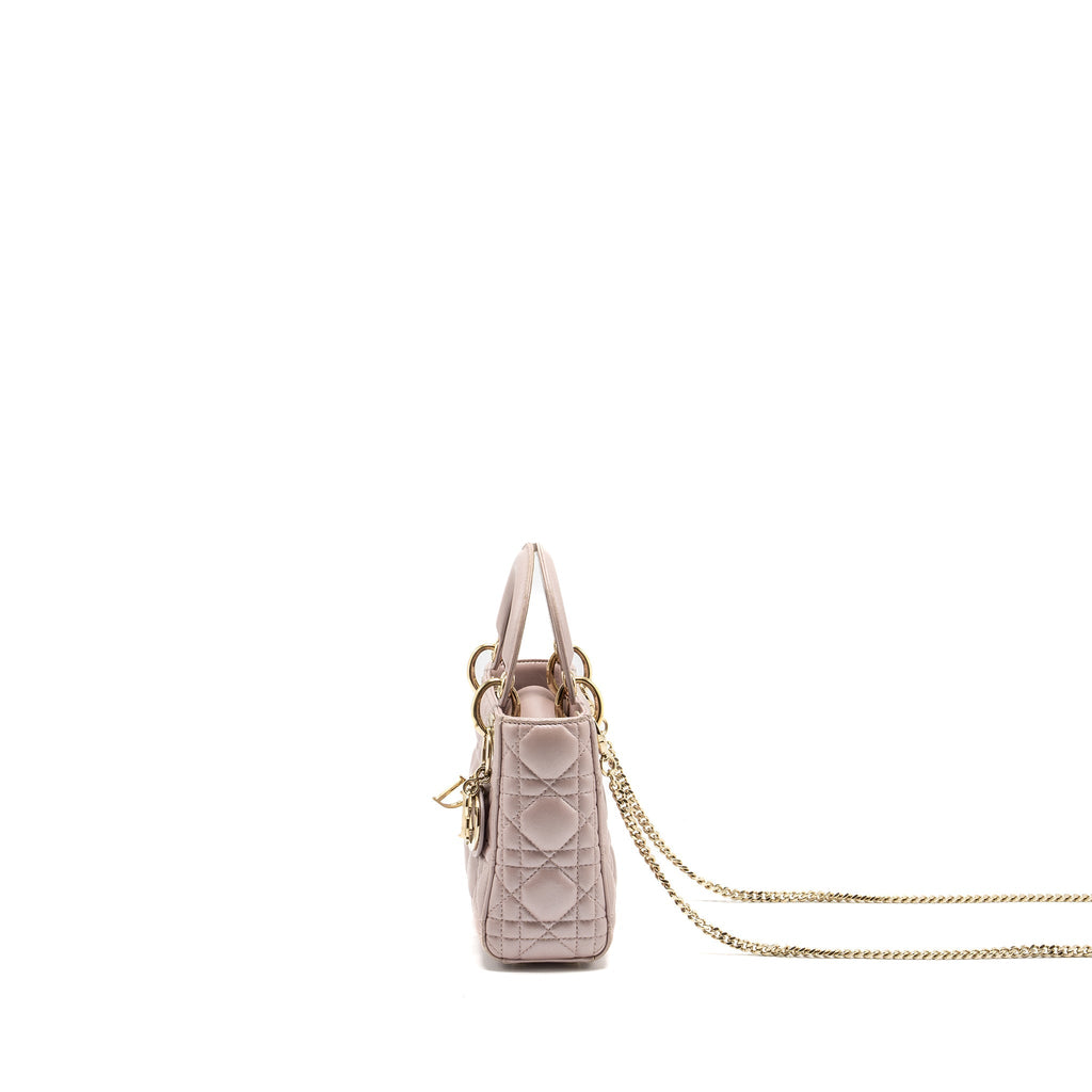 Dior Mini Lady Dior lambskin light pink LGHW