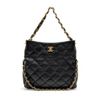 Chanel Large Hobo Bag Lambskin Black GHW (Microchip)