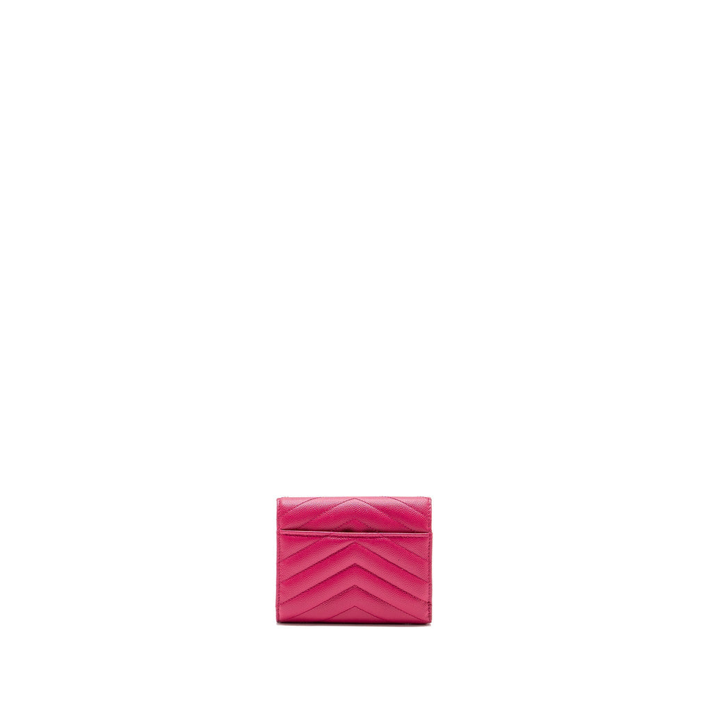 Saint laurent compact tri-fold wallet calfskin pink GHW