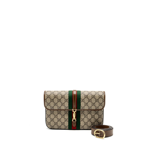 Gucci flap belt bag GG supreme canvas GHW
