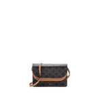 Celine Wallet on Strap Triomphe Canvas/Smooth Lambskin TAN