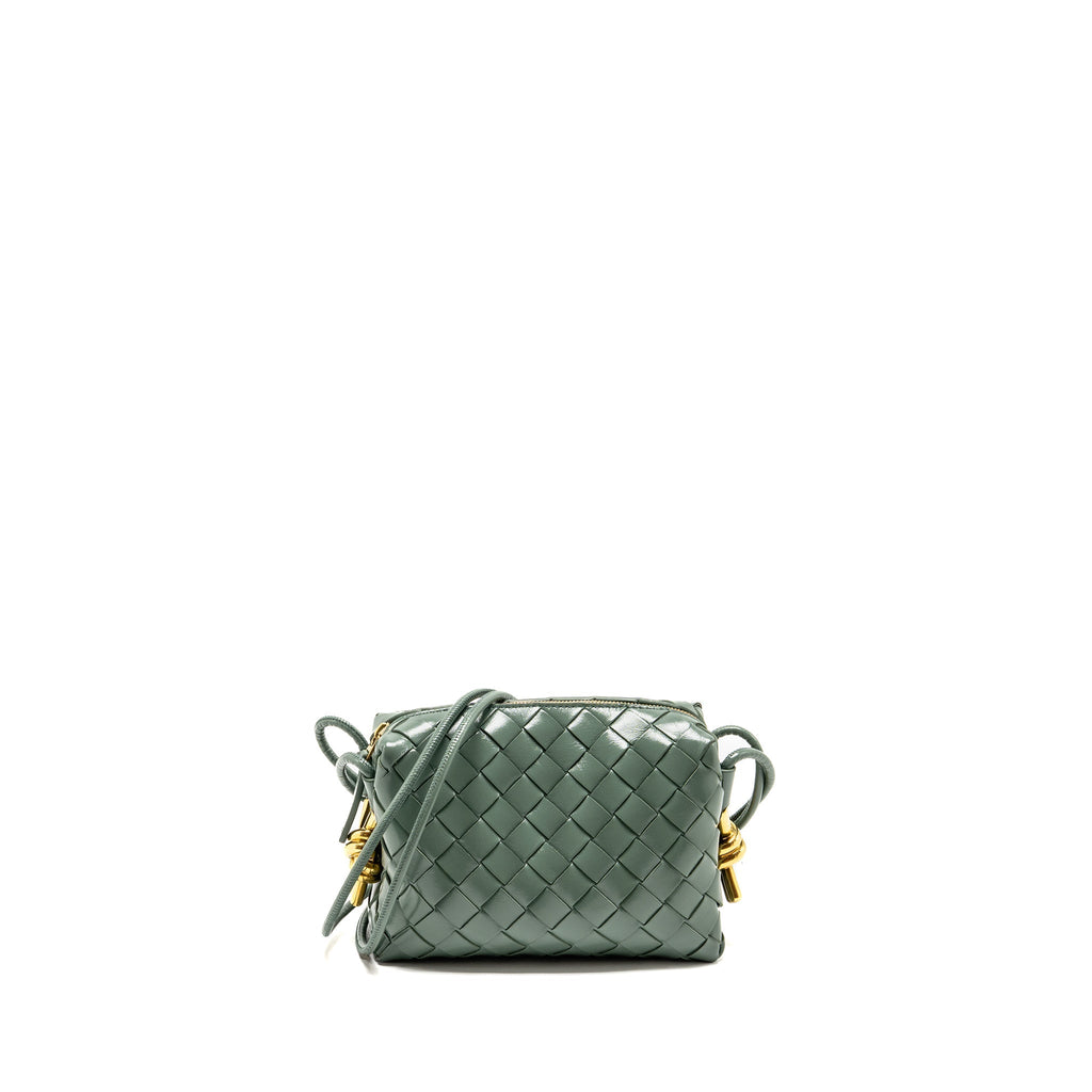 Bottega Veneta Mini Loop Bag Metal Knots Calfskin Green GHW