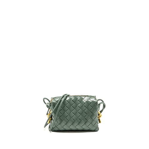 Bottega Veneta Mini Loop Bag Metal Knots Calfskin Green GHW