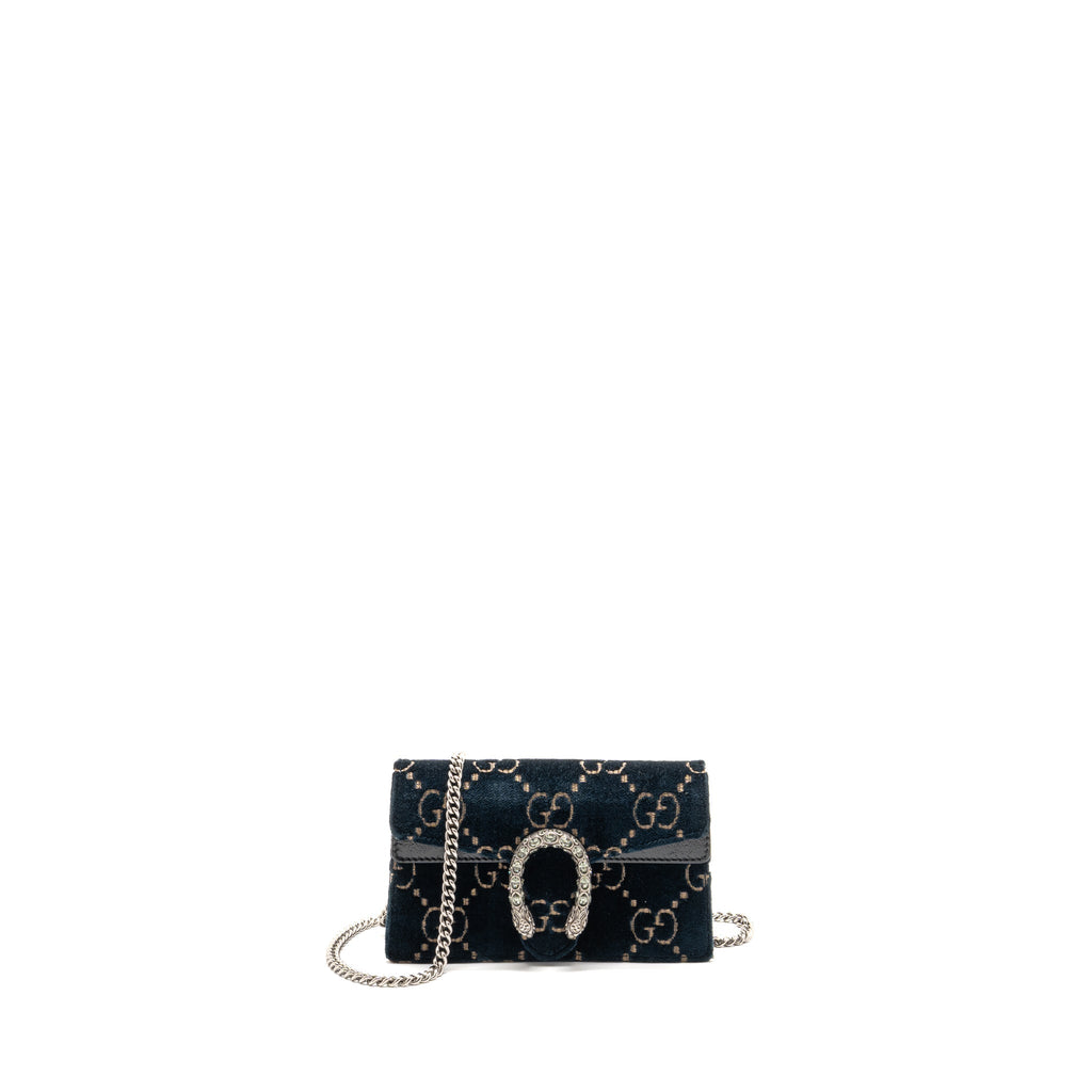 Gucci Dionysus Super Mini Bag Velvet Dark Blue SHW