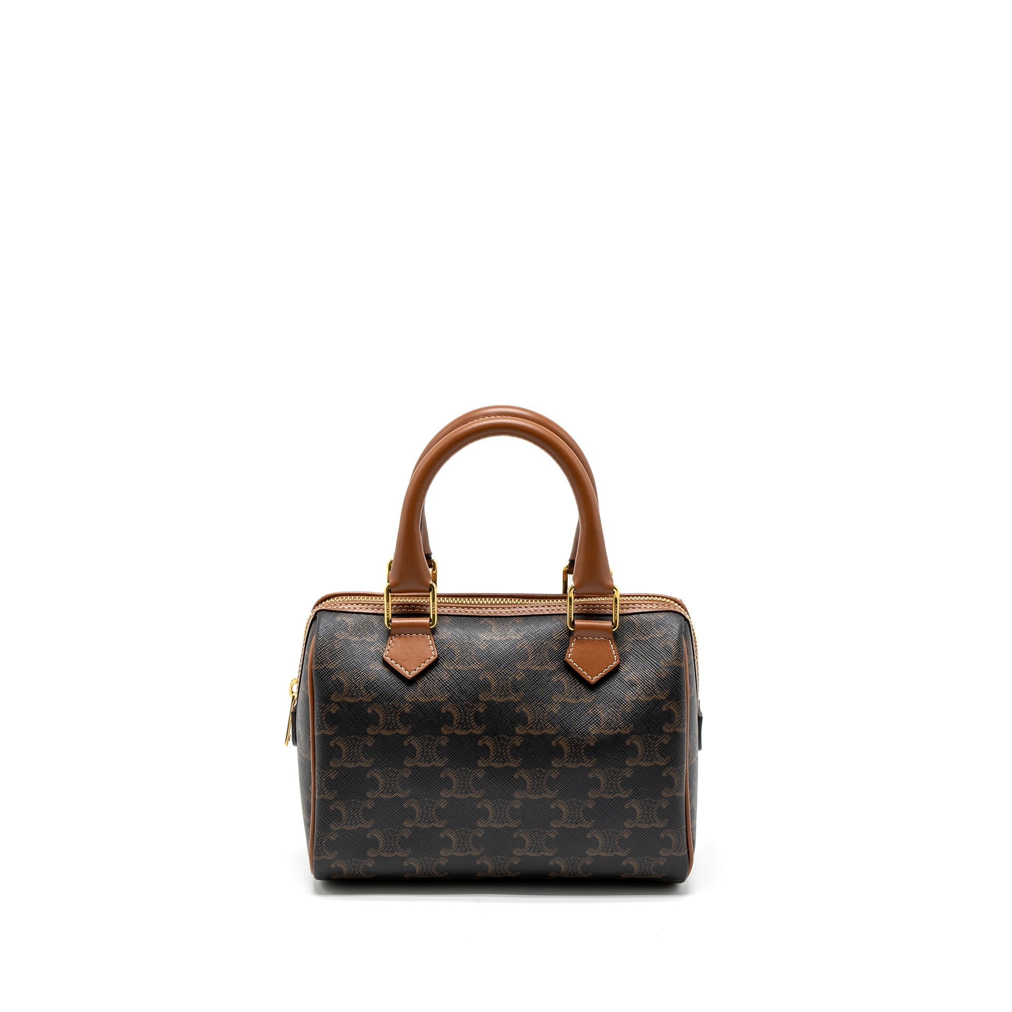 Celine Small Boston Bag Triomphe Canvas/Calfskin Tan