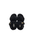 Dior Size 37 Dioract Sandal Shearling/Sheepskin Black GHW