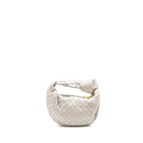 BOTTEGA VENETA Mini Jodie Lambskin Chalk GHW