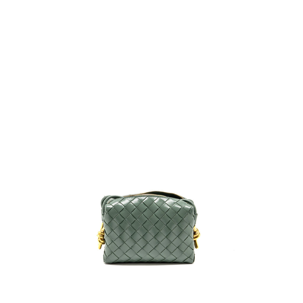Bottega Veneta Mini Loop Bag Metal Knots Calfskin Green GHW