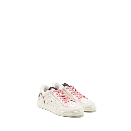 Chanel Size 38 Logo Sneakers Calfskin White/Pink