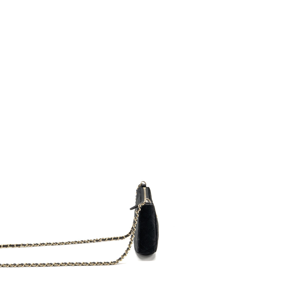 Chanel Quilted Crystal Mini Hobo Crossbody Bag Velvet Black LGHW (microchip)
