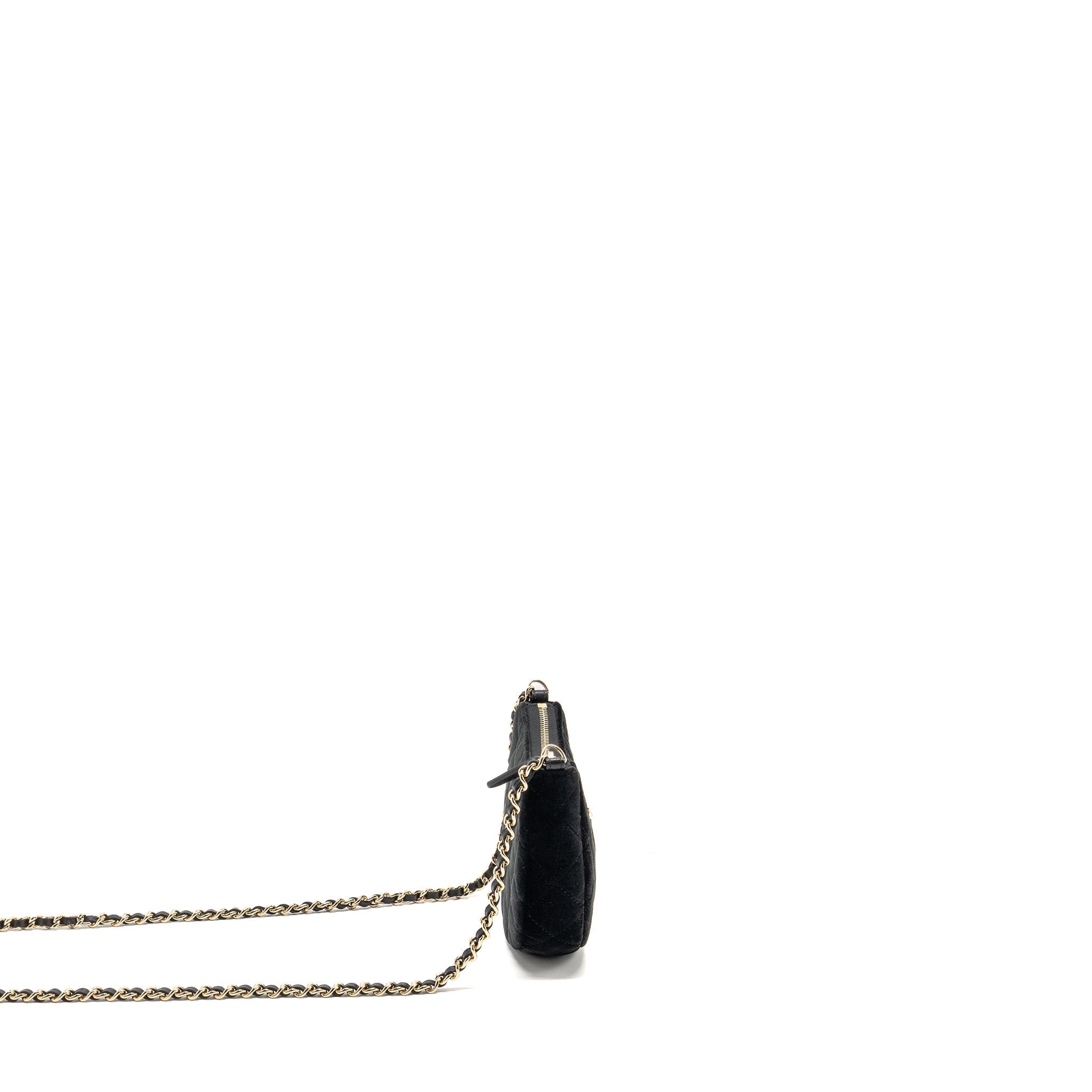 Chanel Quilted Crystal Mini Hobo Crossbody Bag Velvet Black LGHW (microchip)