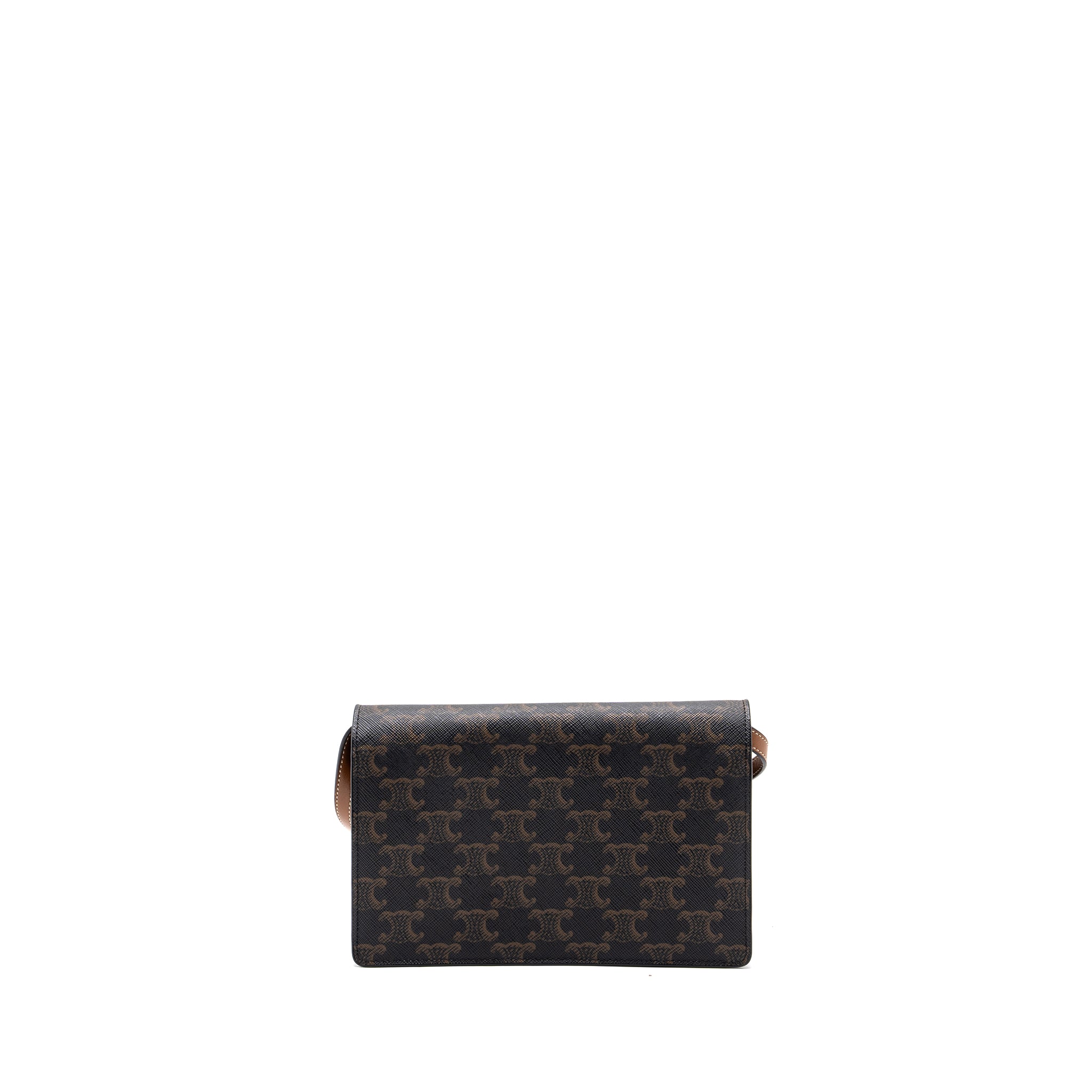 Celine Wallet On Strap Triomphe Canvas/ Lambskin Tan