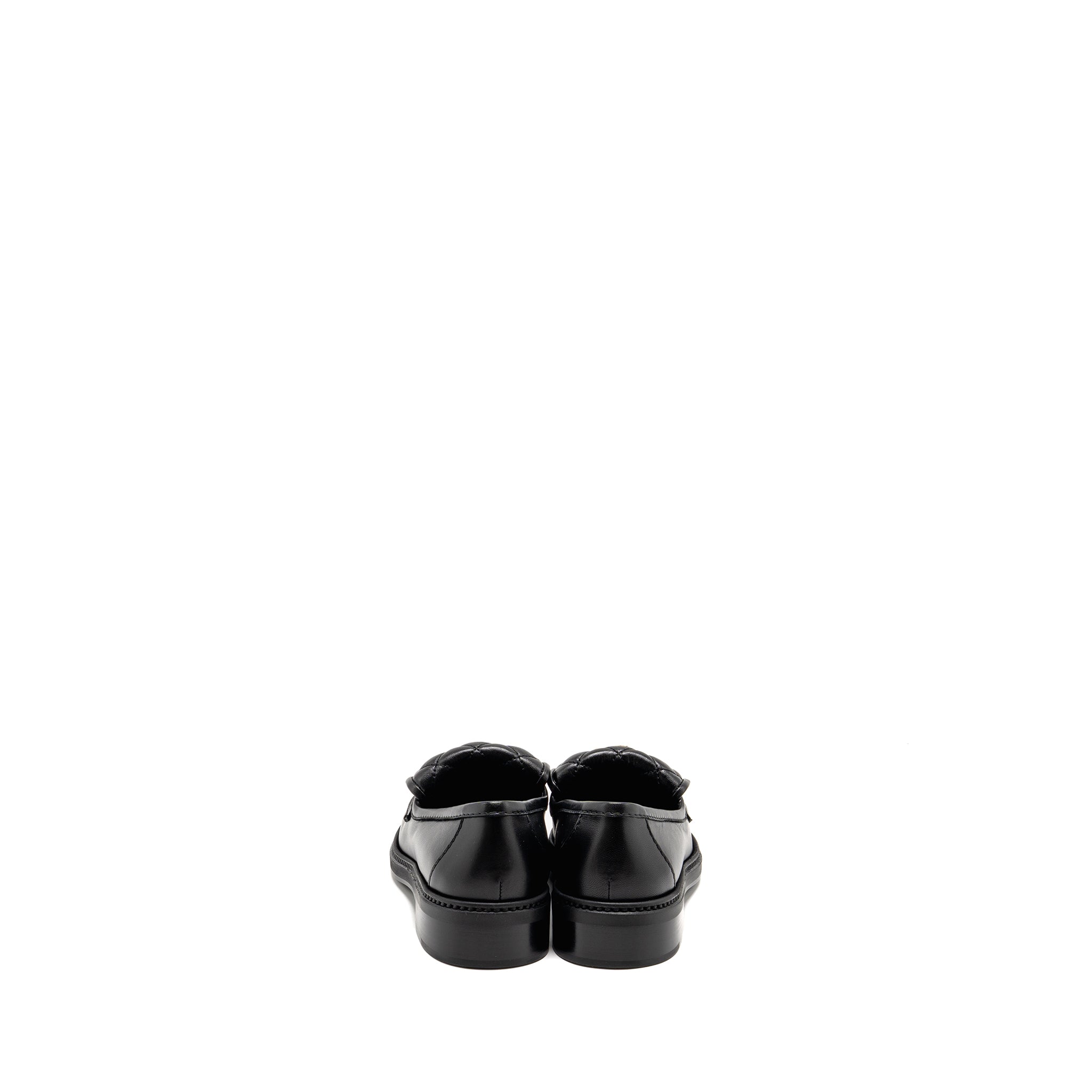 Chanel Size 38 Turnlock Loafer Quilted Leather Black LGHW