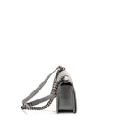 Chanel Medium Boy Bag Chevron Caviar Grey Ruthenium Silver Hardware