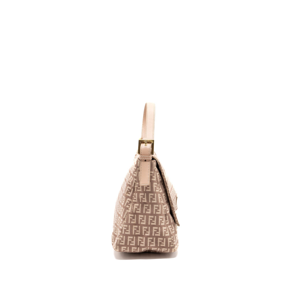 Fendi Zucchino Mama Flap Bag FF Jacquard Canvas Light Pink GHW