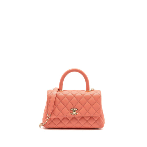 Chanel Small Coco handle Caviar pink LGHW (microchip)