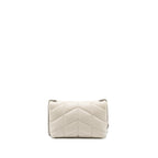 Saint Laurent Small Loulou Puffer Shoulder Bag Lambskin Blanc Vintage Ruthenium Hardware