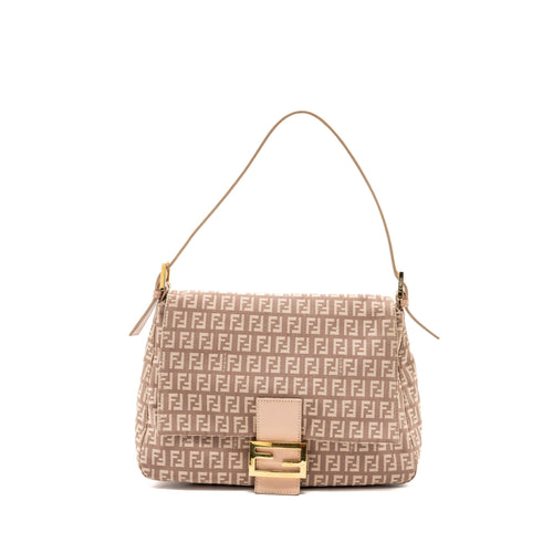 Fendi Zucchino Mama Flap Bag FF Jacquard Canvas Light Pink GHW