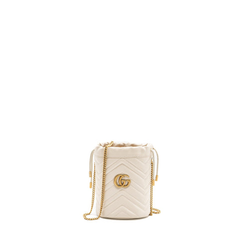 Gucci GG Marmont Mini Bucket Bag calfskin White GHW