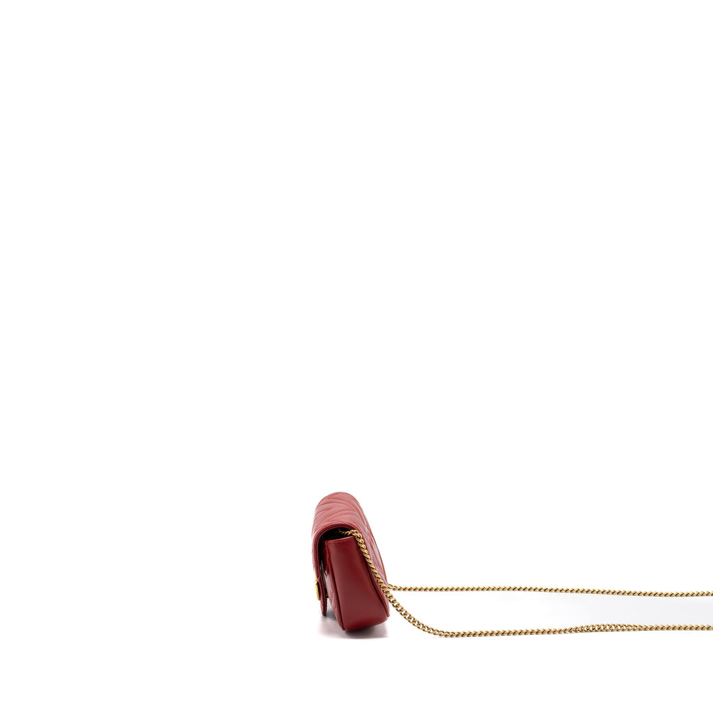 Gucci Marmont super mini matelassé chevron Calfskin red GHW