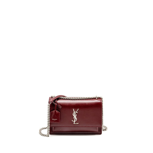 Saint Laurent/YSL Sunset Bag Calfskin Burgundy SHW