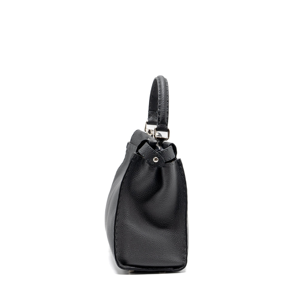 Fendi Medium Peekaboo Bag Selleria Leather Black SHW