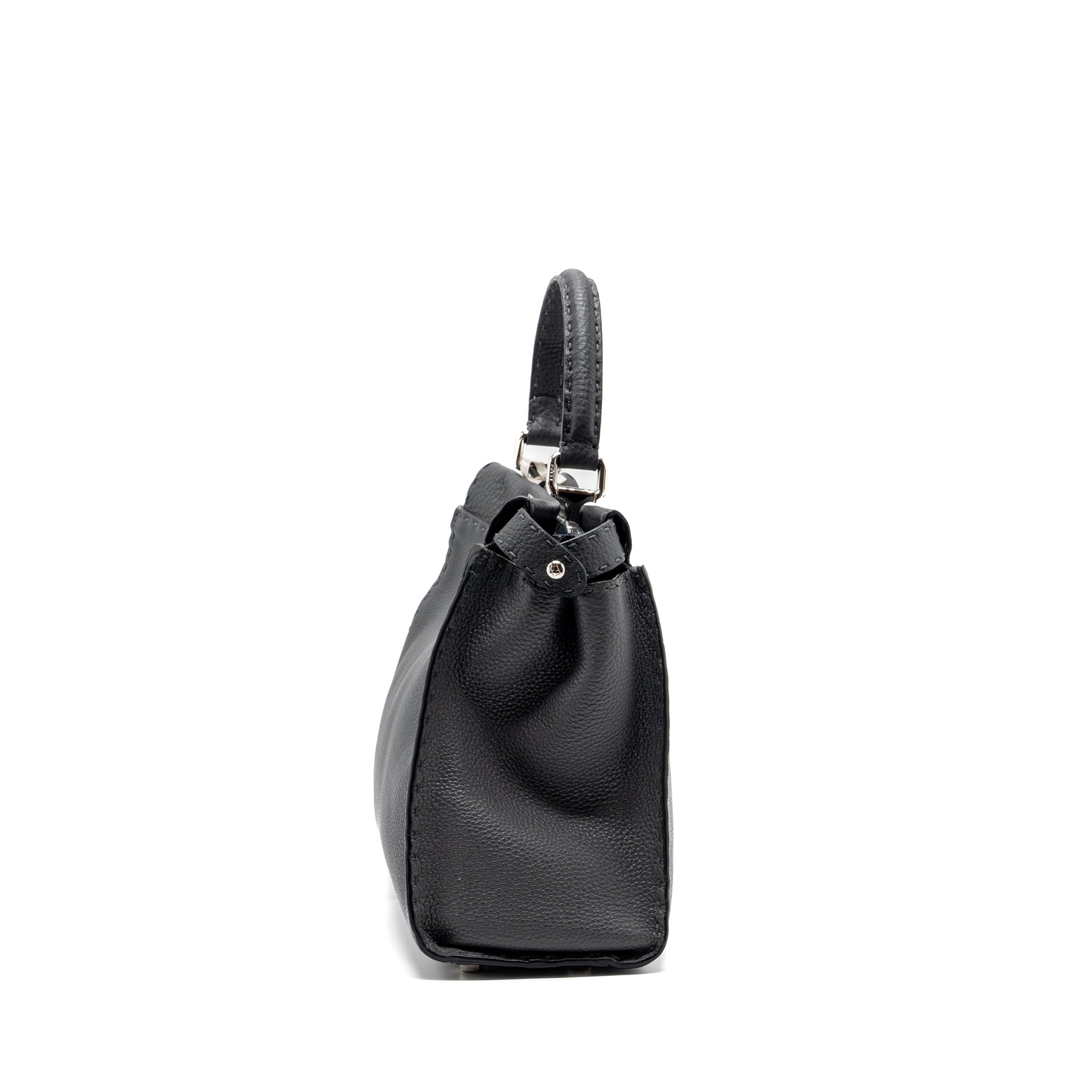 Fendi Medium Peekaboo Bag Selleria Leather Black SHW