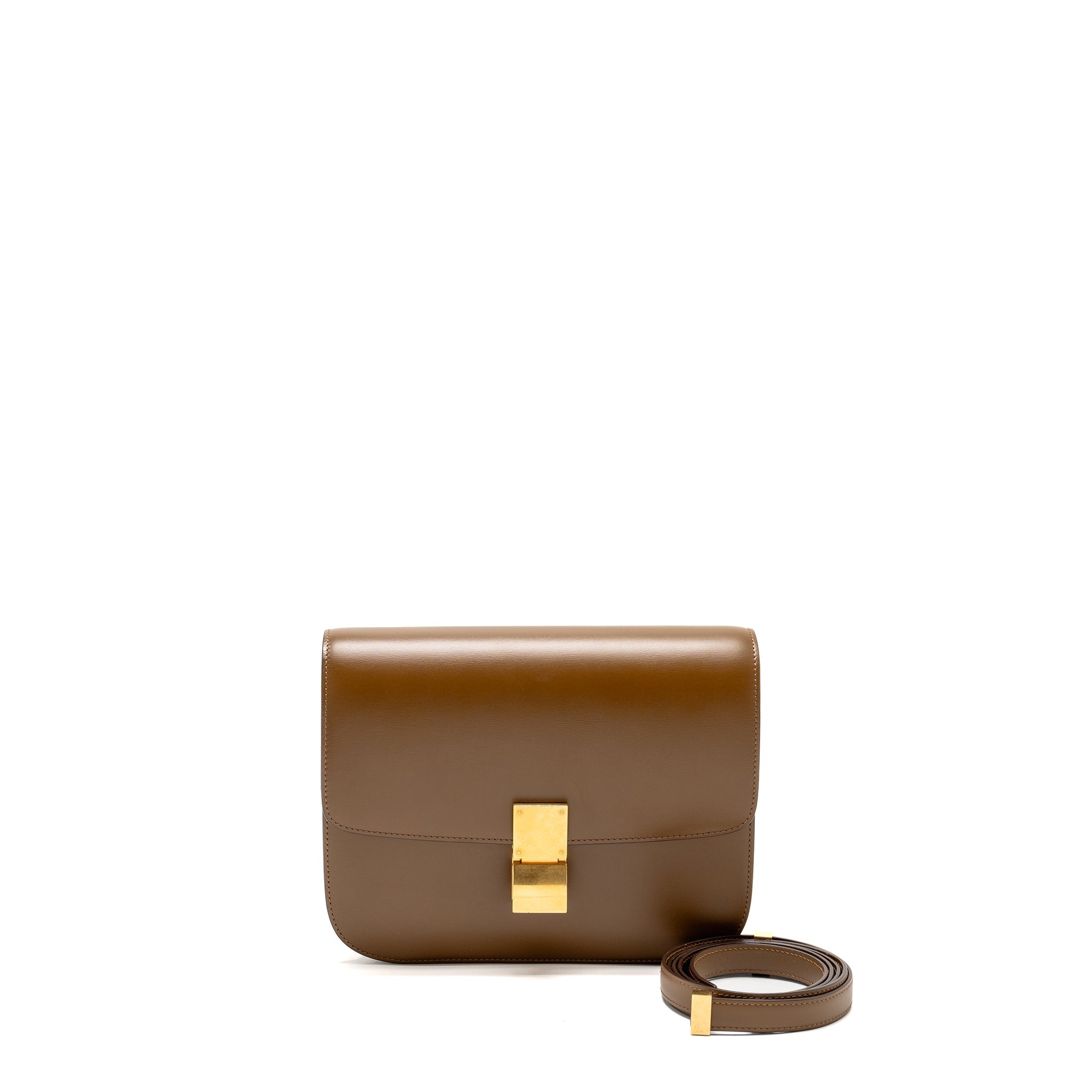CELINE Medium Classic Box Bag Calfskin Caramel GHW