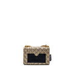 Gucci small padlock chain bag GG supreme canvas with Bee print beige / black GHW