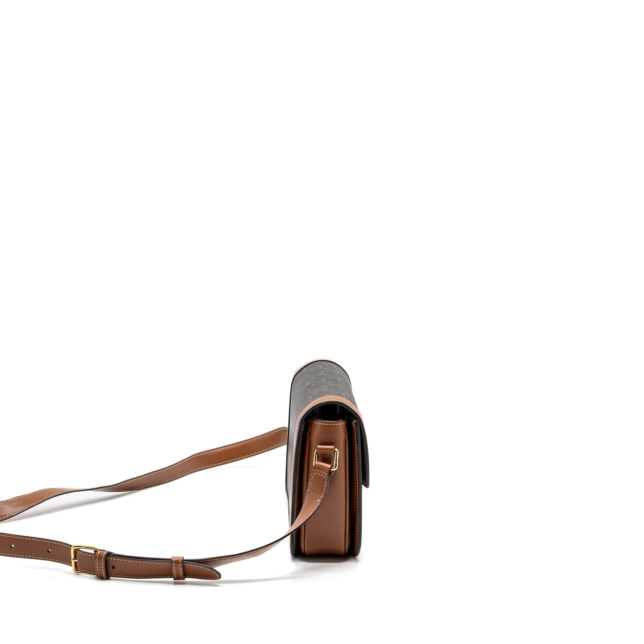 Celine Classic triomphe bag canvas / calfskin tan
