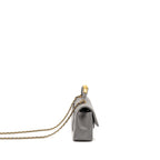 Chanel 22k Metal Top Handle Mini Rectangular Flap Bag Lambskin Grey GHW (Microchip)