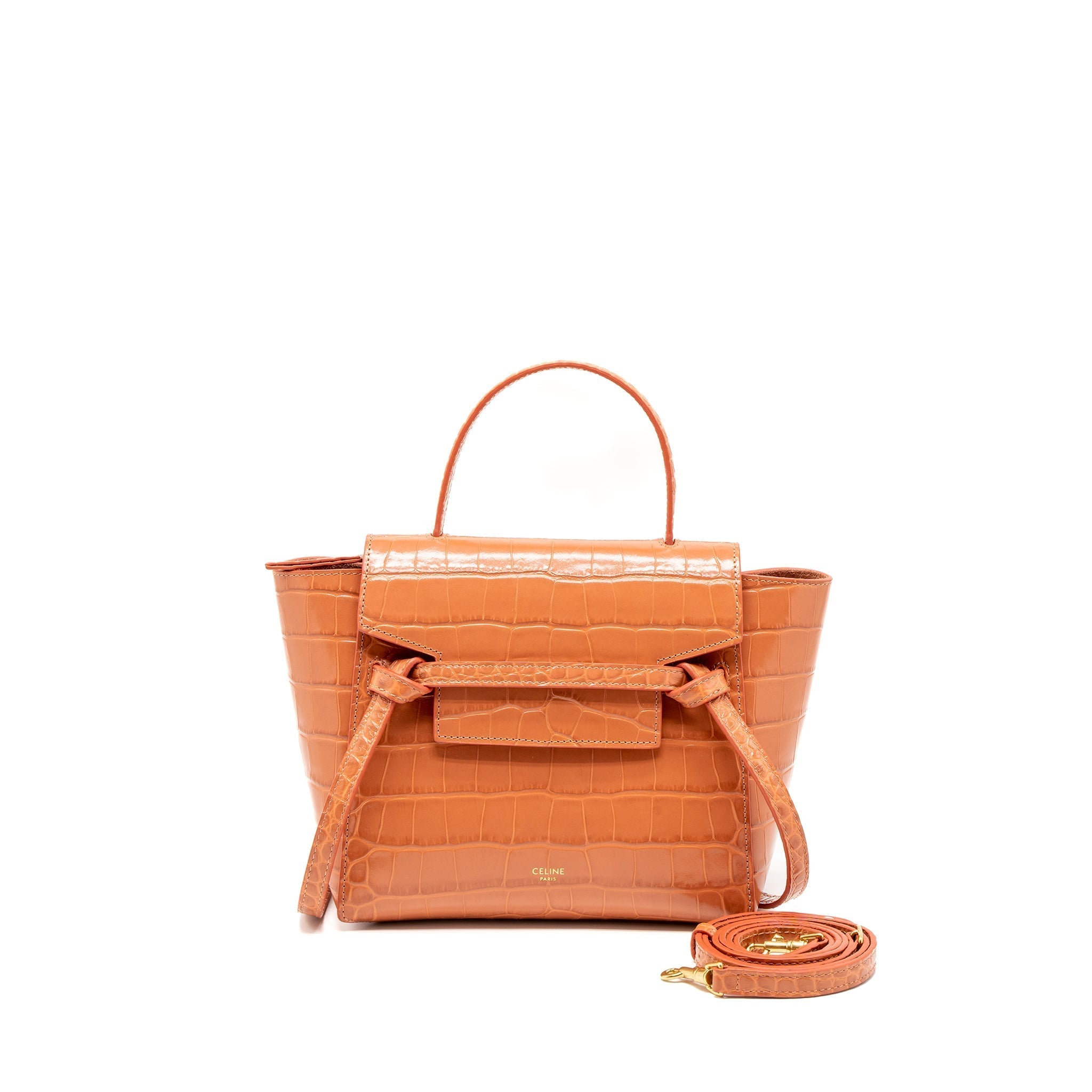 Celine Nano Belt Bag Croc Embossed Calfskin Lychee