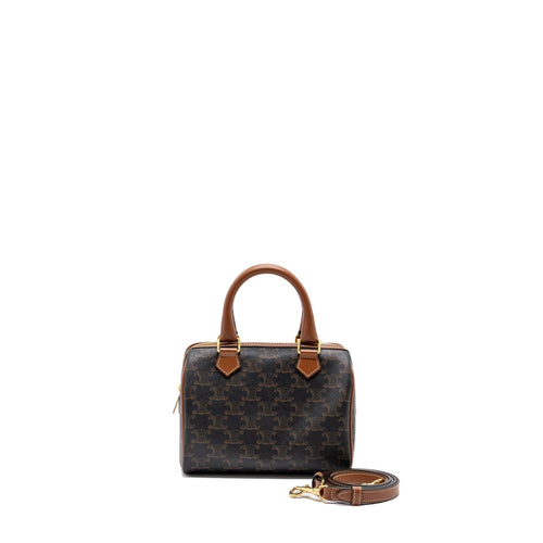 Celine Small Boston Bag Triomphe Canvas/ Leather Brown