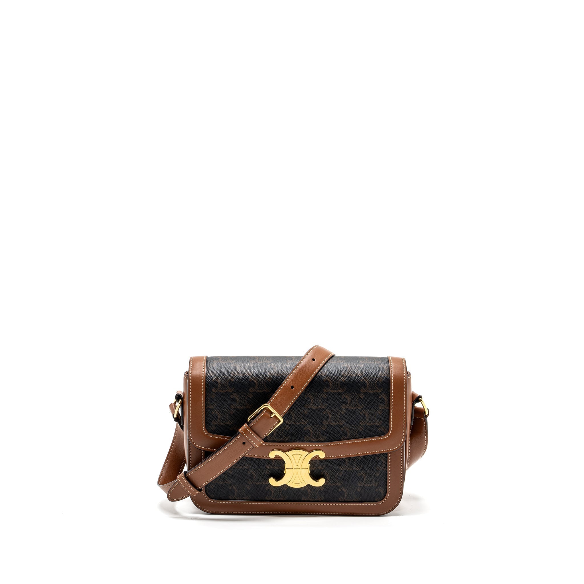 Celine Classic triomphe bag canvas / calfskin tan