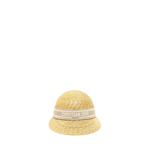 DIOR Size 57 Raffia Cap Grey/Multicolour