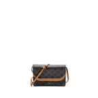 Celine Wallet on strap Triomphe Canvas / Smooth Lambskin Tan