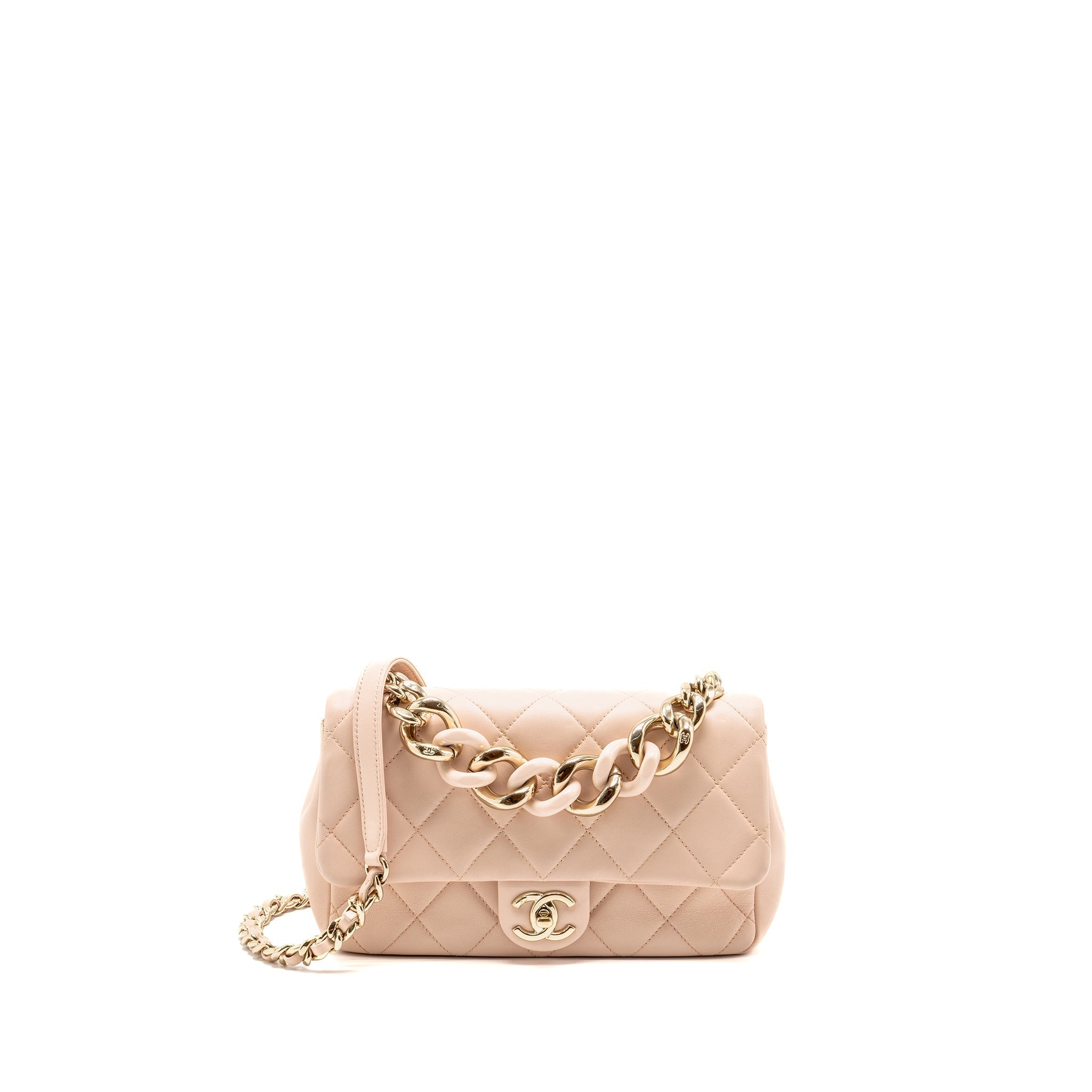 Chanel Giant Top Handle Rectangular Flap Bag Lambskin Pink LGHW (Microchip)