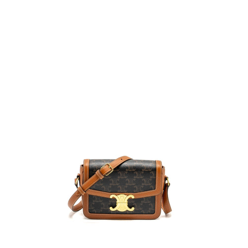 Celine Teen Triomphe bag in triomphe canvas / calfskin Brown / Multicolour