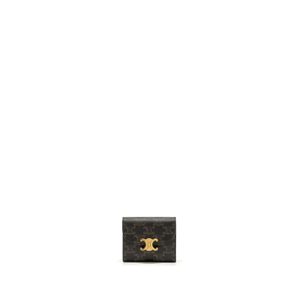 Celine Small Triomphe Flap Wallet Canvas Tan
