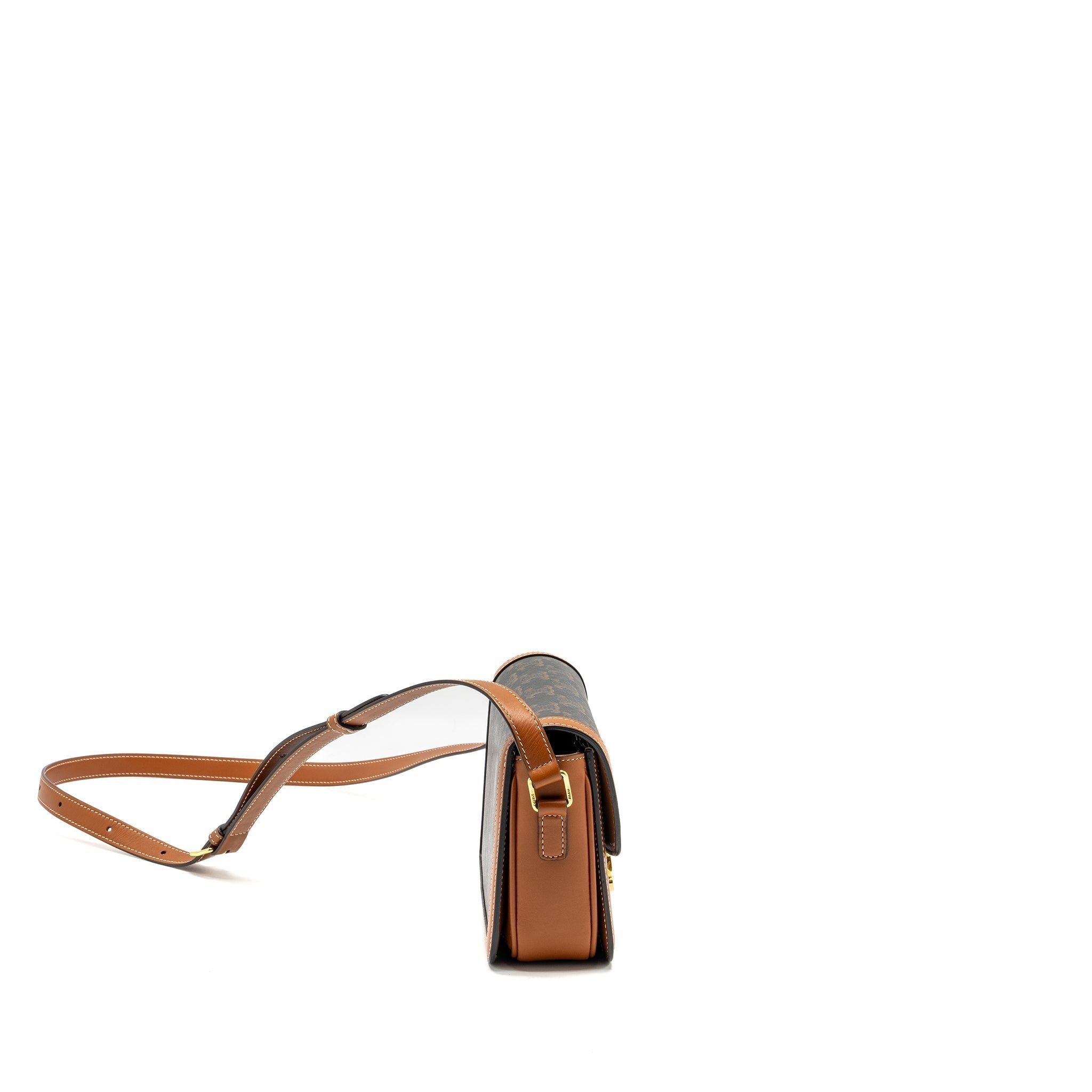 Celine Teen Triomphe bag in triomphe canvas / calfskin Brown / Multicolour