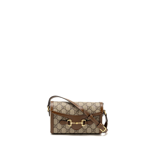 Gucci Horsebit 1955 Mini Bag GG Supreme Canvas Beige/Dark Brown GHW