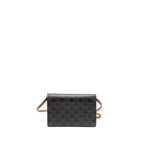 Celine Wallet on strap Triomphe Canvas / Smooth Lambskin Tan
