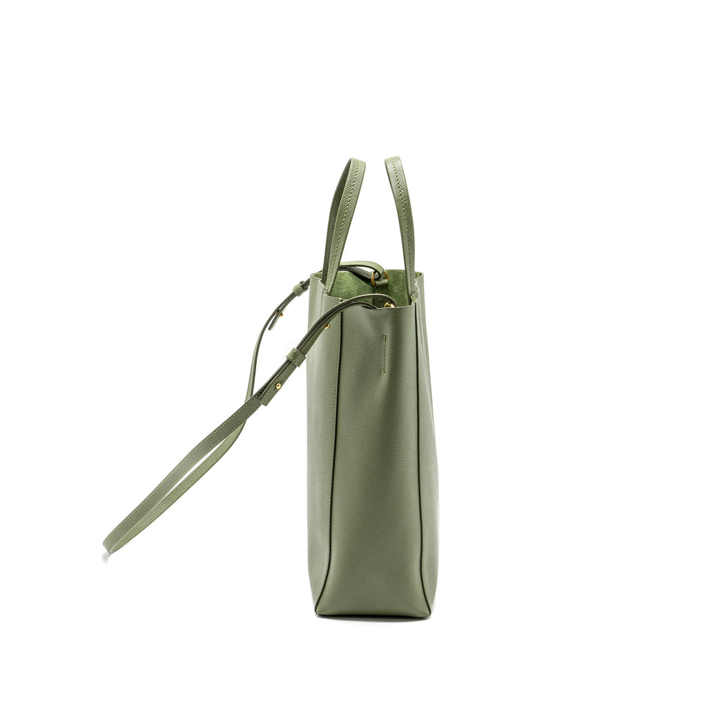 Celine vertical cabas tote bag grained calfskin green