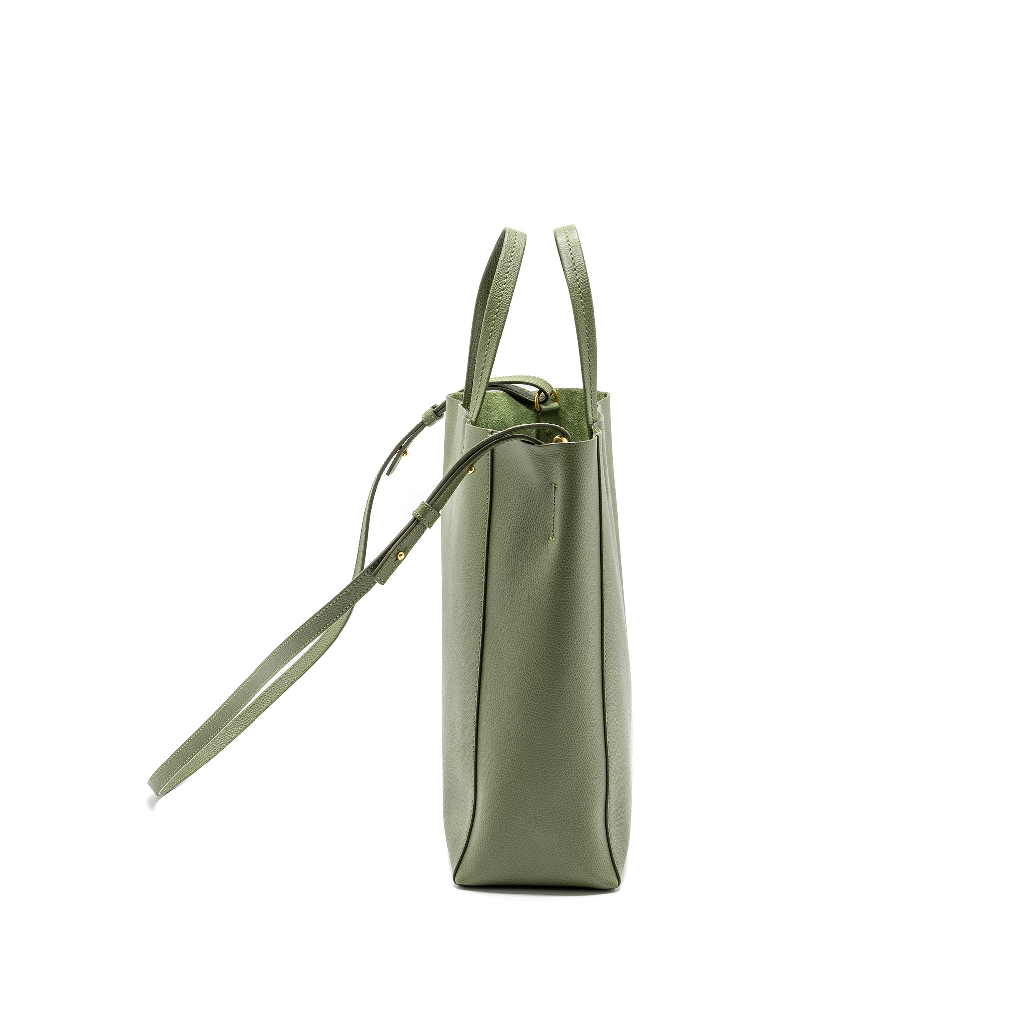 Celine vertical cabas tote bag grained calfskin green