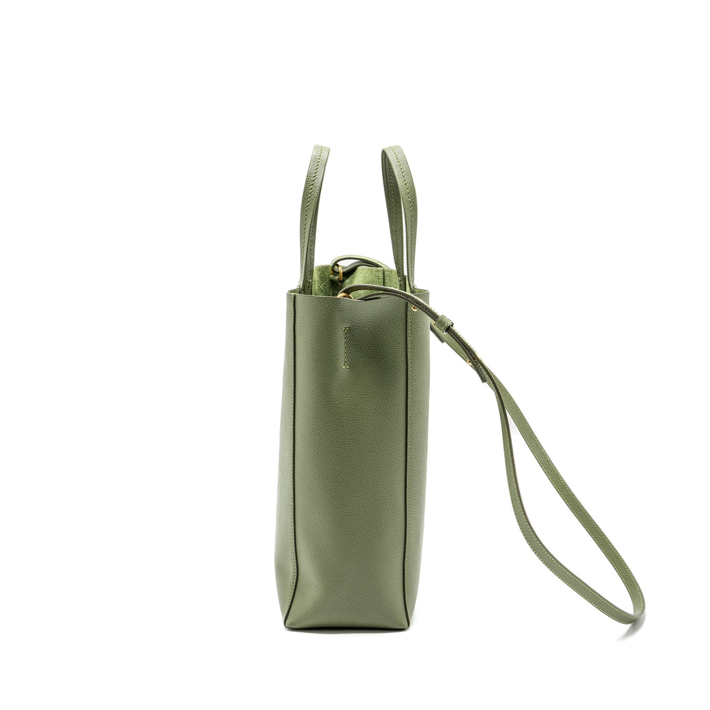 Celine vertical cabas tote bag grained calfskin green