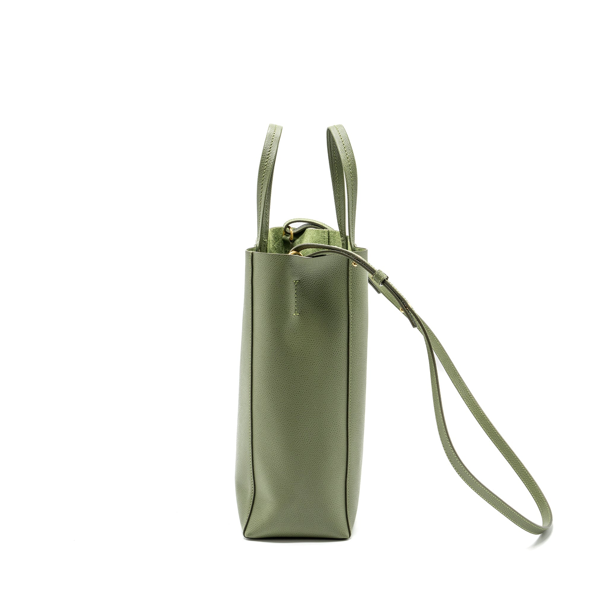 Celine vertical cabas tote bag grained calfskin green