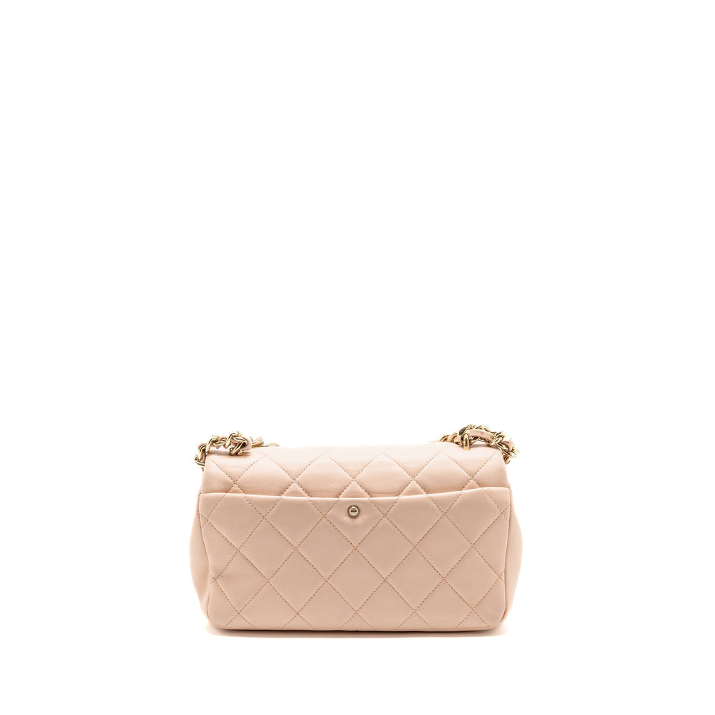 Chanel Giant Top Handle Rectangular Flap Bag Lambskin Pink LGHW (Microchip)