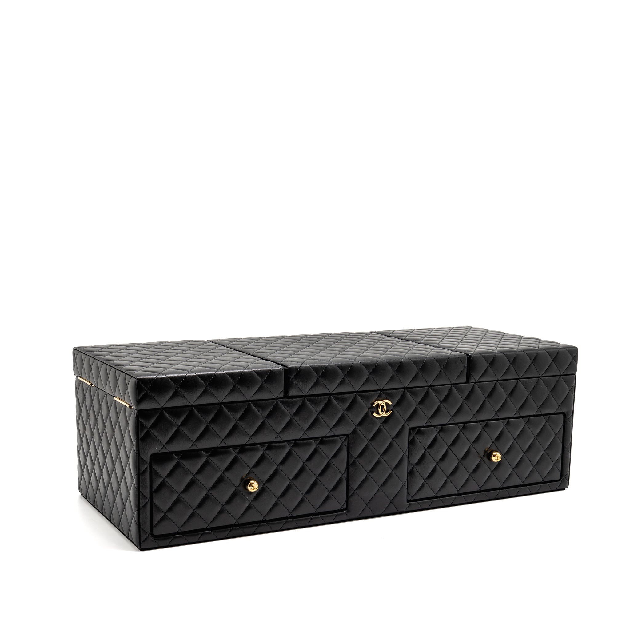 Chanel quilted jewellery box lambskin black LGHW (Microchip)