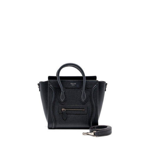 Celine Nano Luggage Bag Calfskin Black